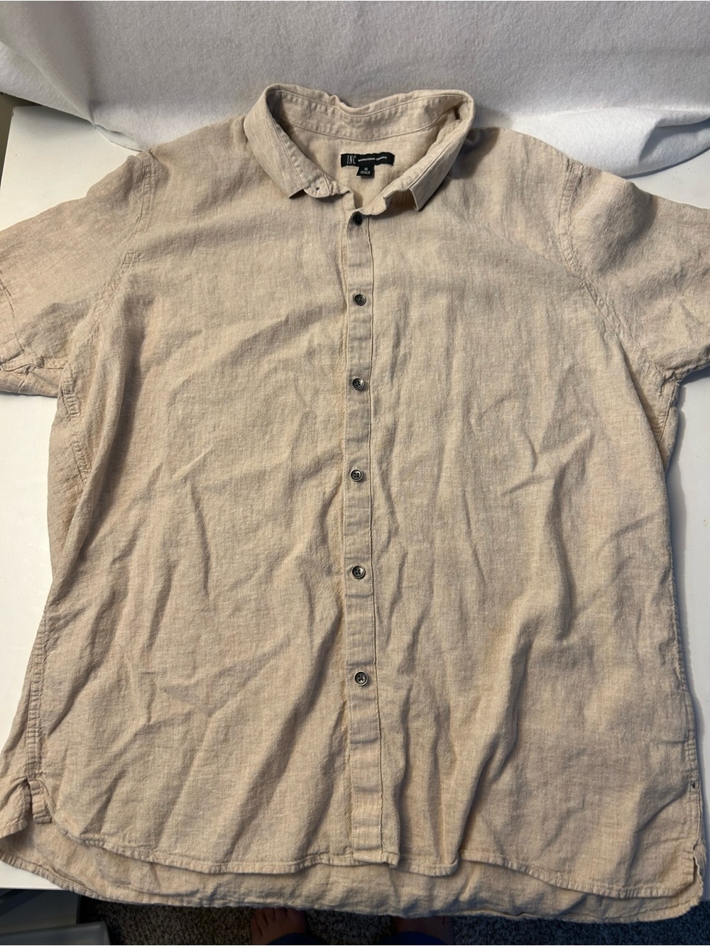 INC International Concepts Men's Short-Sleeve Button-Down Shirt in Beige-Tan